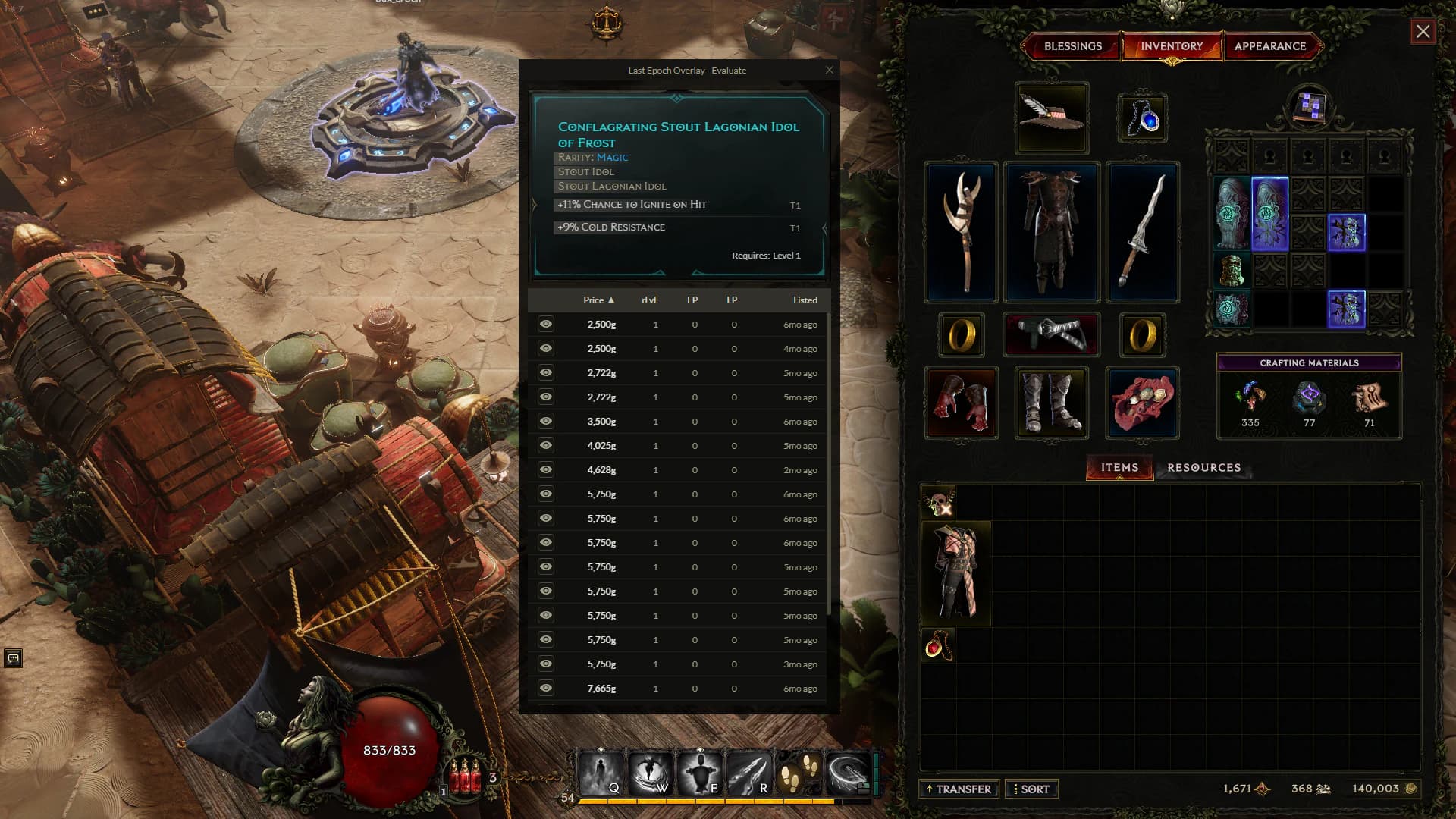 Bazaar listings and item filters in Last Epoch Overlay
