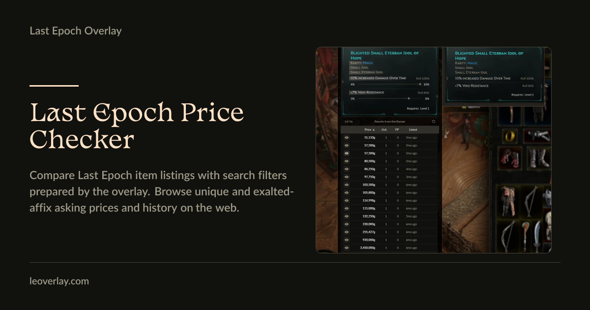 Last Epoch Price Checker · Last Epoch Overlay